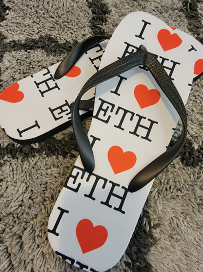 I heart BTC Flip Flops