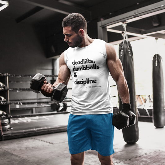 Deadlifts, Dumbbells & Discipline Men's Muscle Tank Top