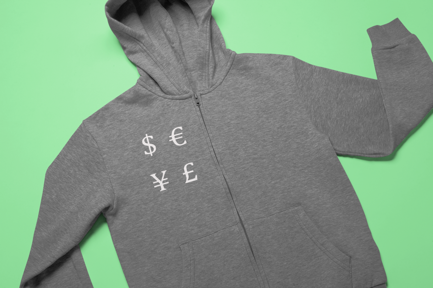 Men's Zip Up Light Weight Currencies Hoodie