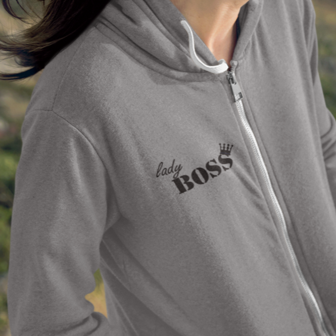 Women's Lady Boss Zip Up Light Weight Hoodie